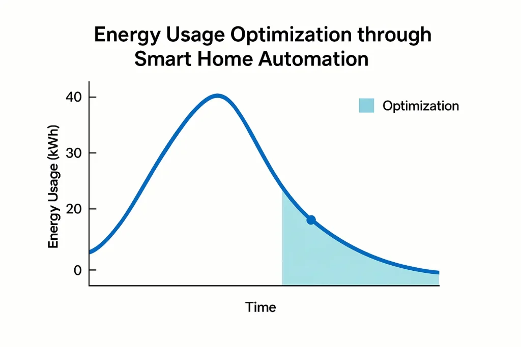 Home smart device: A graph showing energy usage optimization through smart home automation